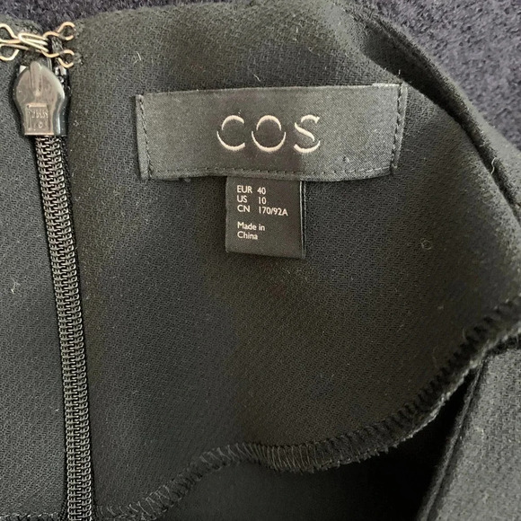 COS Black Wool Contrast Hem Long Sleeve Dress - Picture 10 of 11